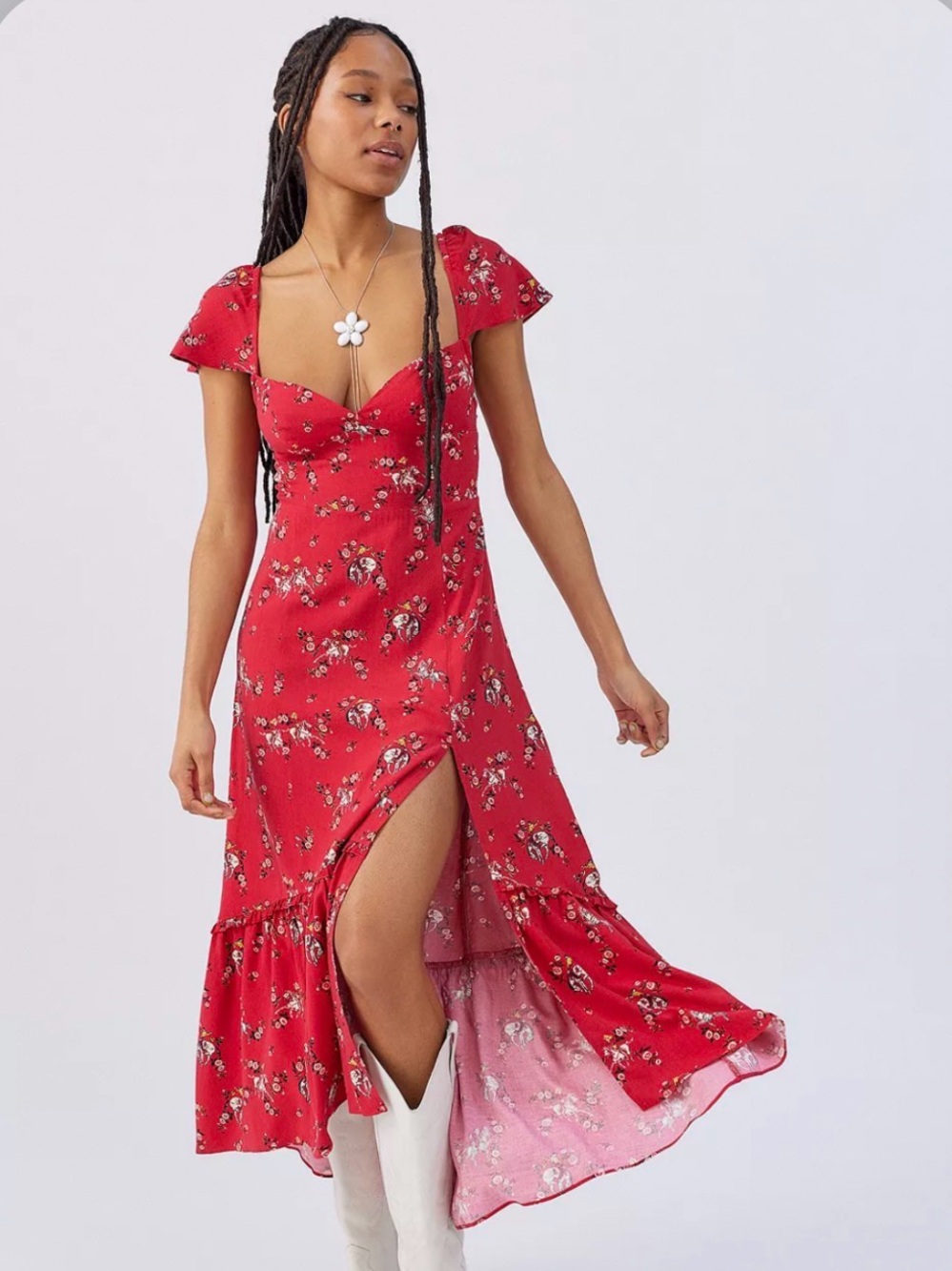 Urban Outfitters Siren Red Midi Dress with Horse Western Print Size Medium